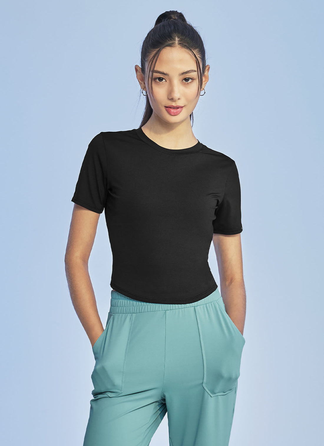 Ice Feather Crop Short Sleeve - Black