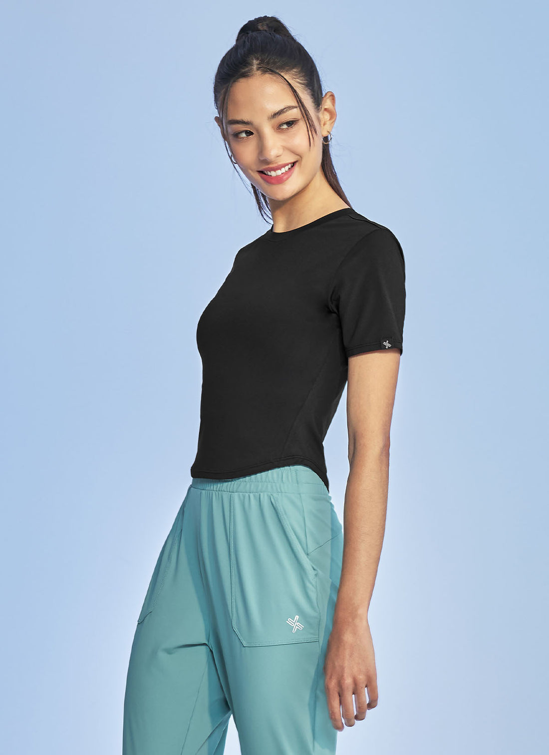 Ice Feather Crop Short Sleeve - Black
