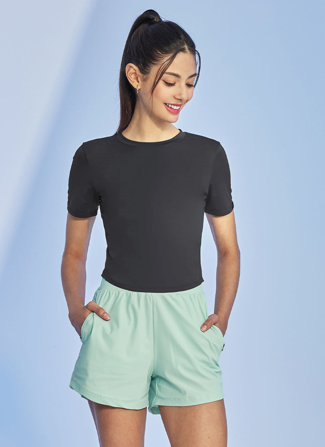 Ice Feather Crop Short Sleeve - Dark Gray