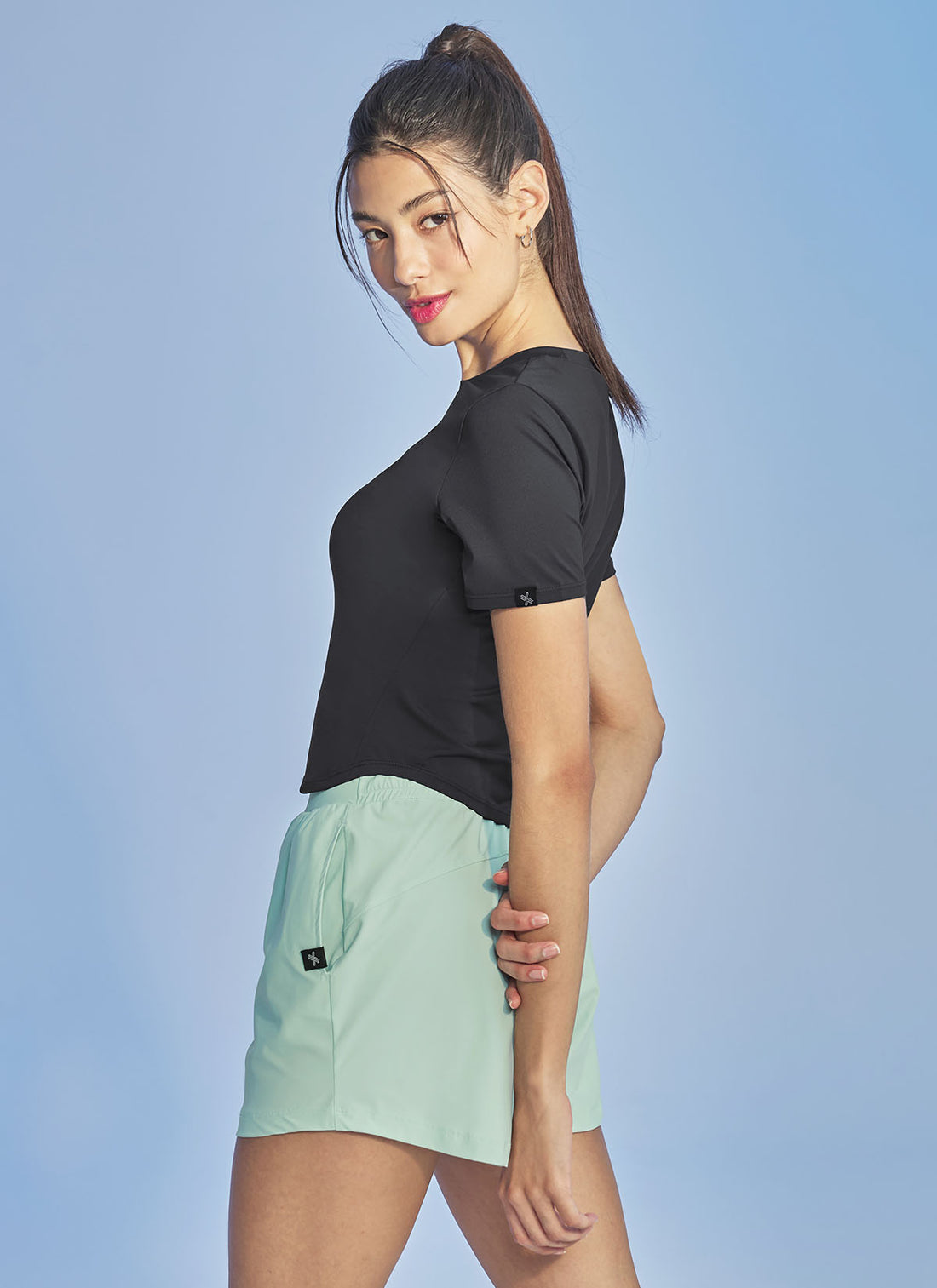 Ice Feather Crop Short Sleeve - Dark Gray
