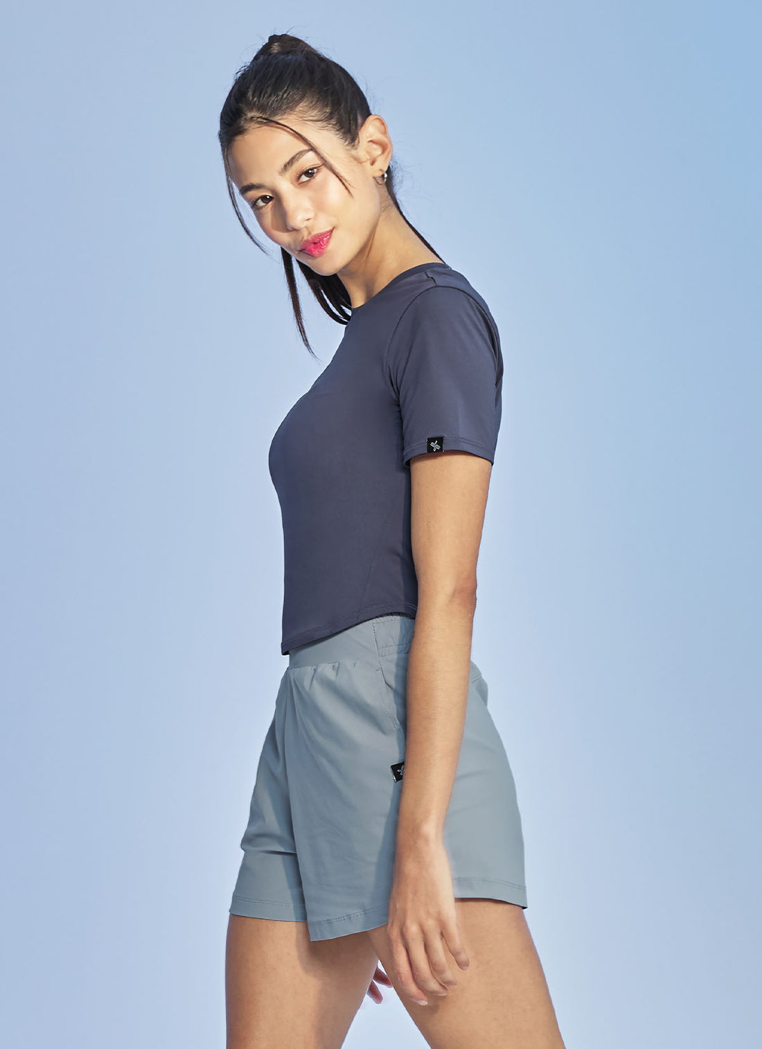 Ice Feather Crop Short Sleeve - Night Shadow