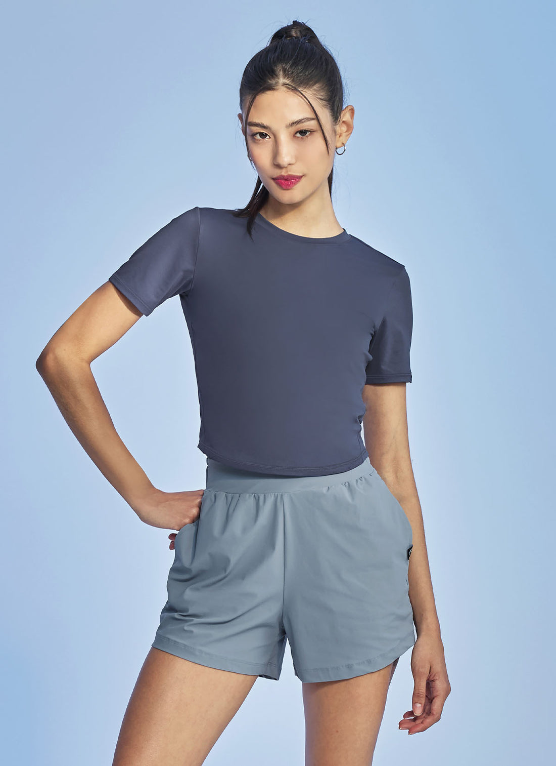 Ice Feather Crop Short Sleeve - Night Shadow
