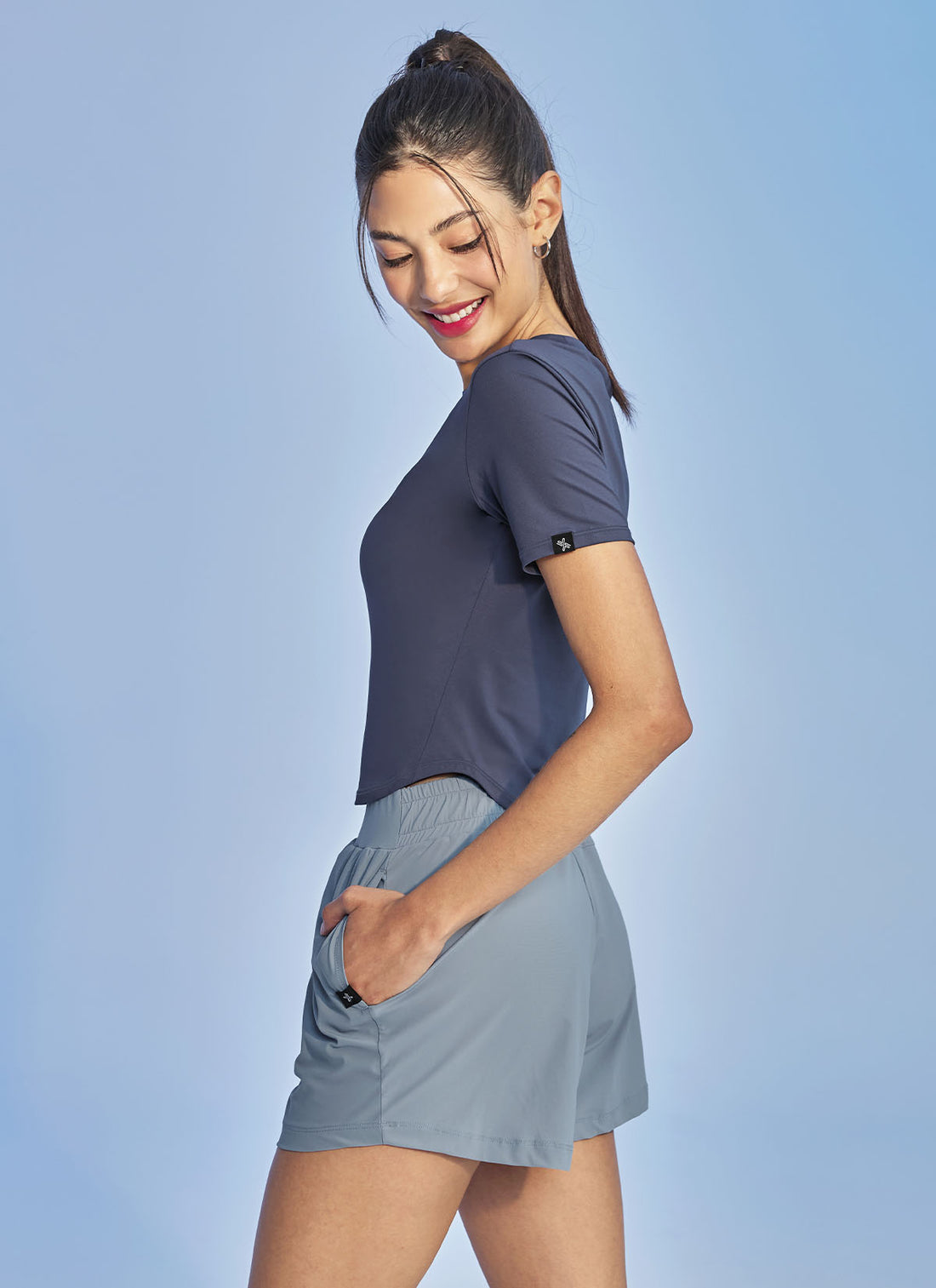 Ice Feather Crop Short Sleeve - Night Shadow