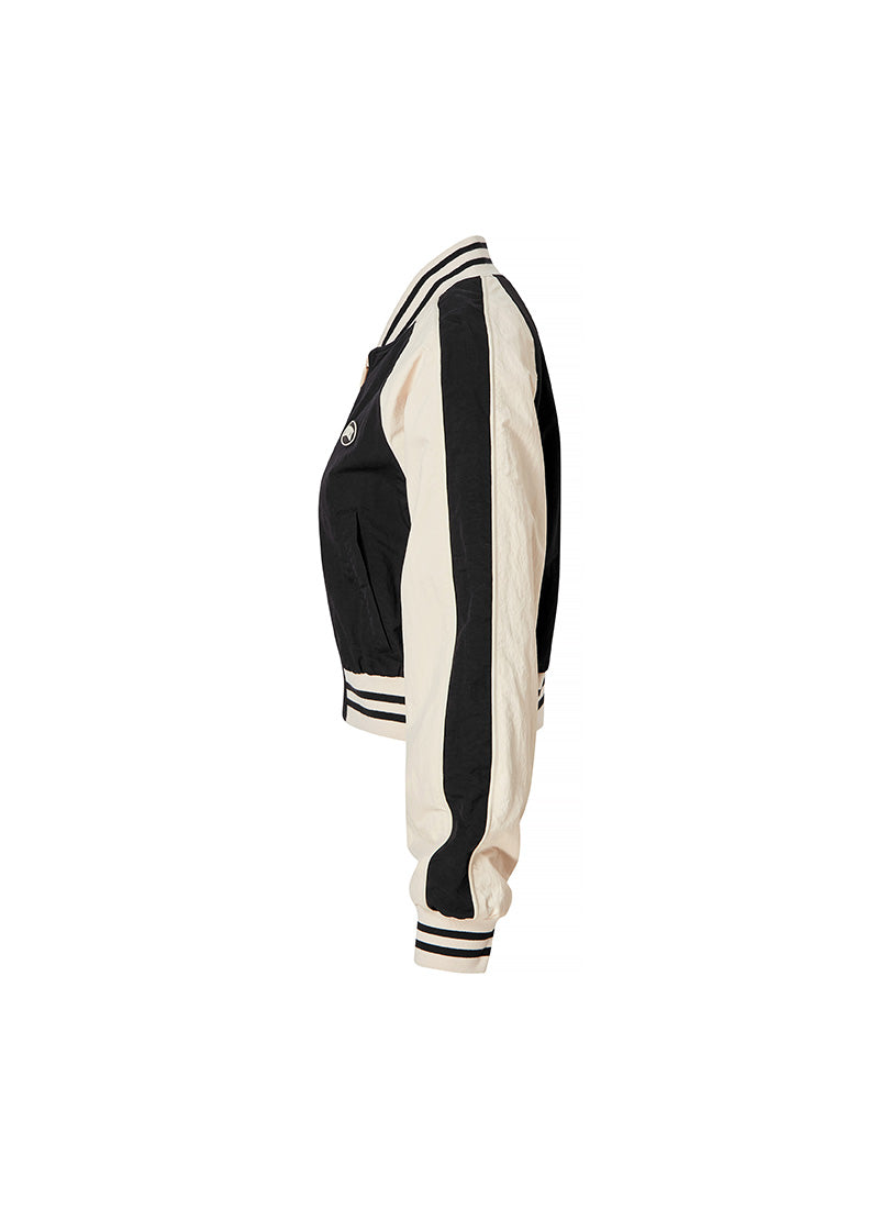 Woven Crop Varsity Jacket - Black