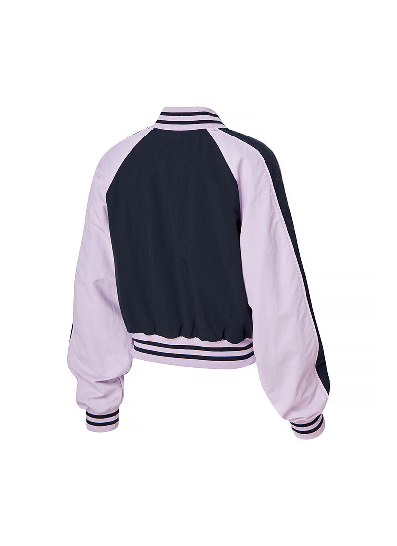 Woven Crop Varsity Jacket - Aurora Navy