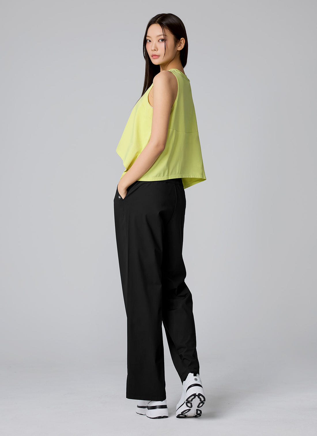 Tricot Pintuck Wide Pants - Black