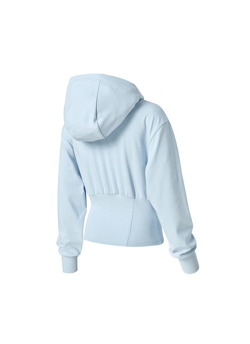 Deep V-neck Hood Zip up - Air Sky Blue