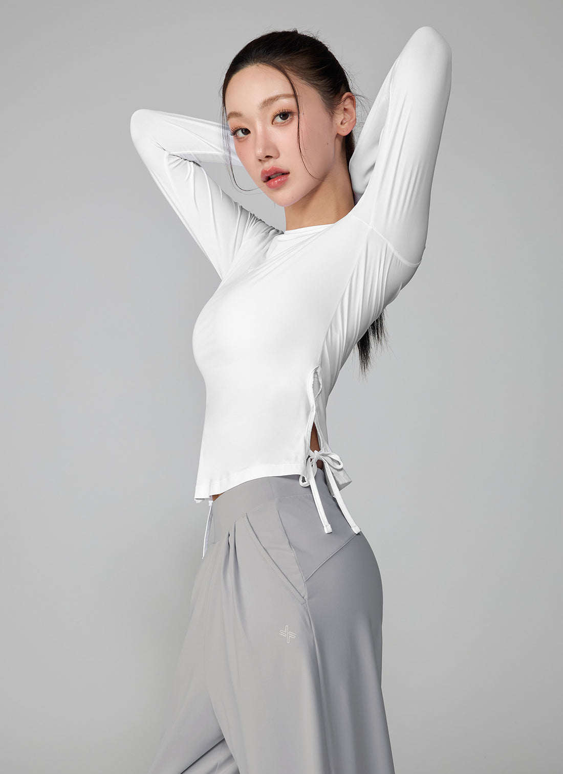 Cooling Side Ribbon Long Sleeve - White Ivory