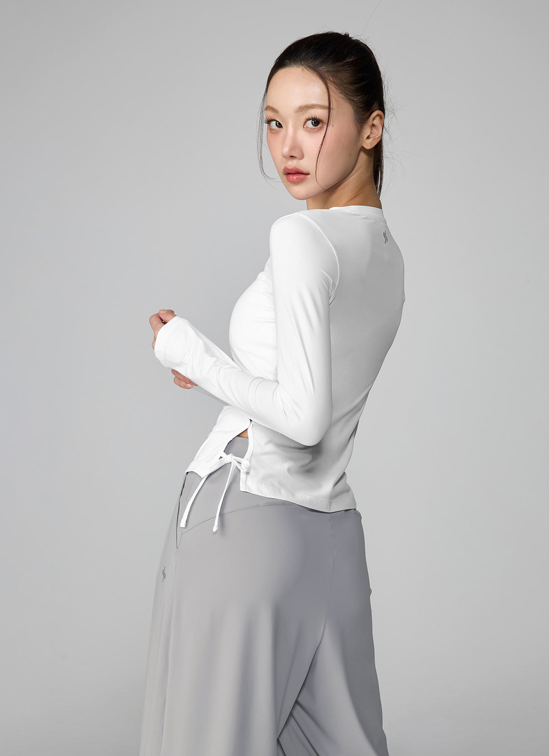 Cooling Side Ribbon Long Sleeve - White Ivory