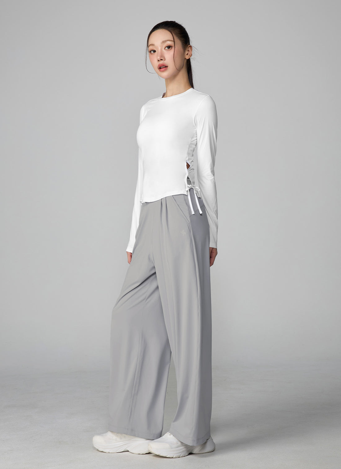 Cooling Side Ribbon Long Sleeve - White Ivory