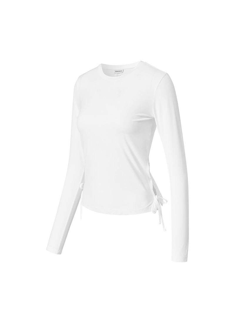 Cooling Side Ribbon Long Sleeve - White Ivory