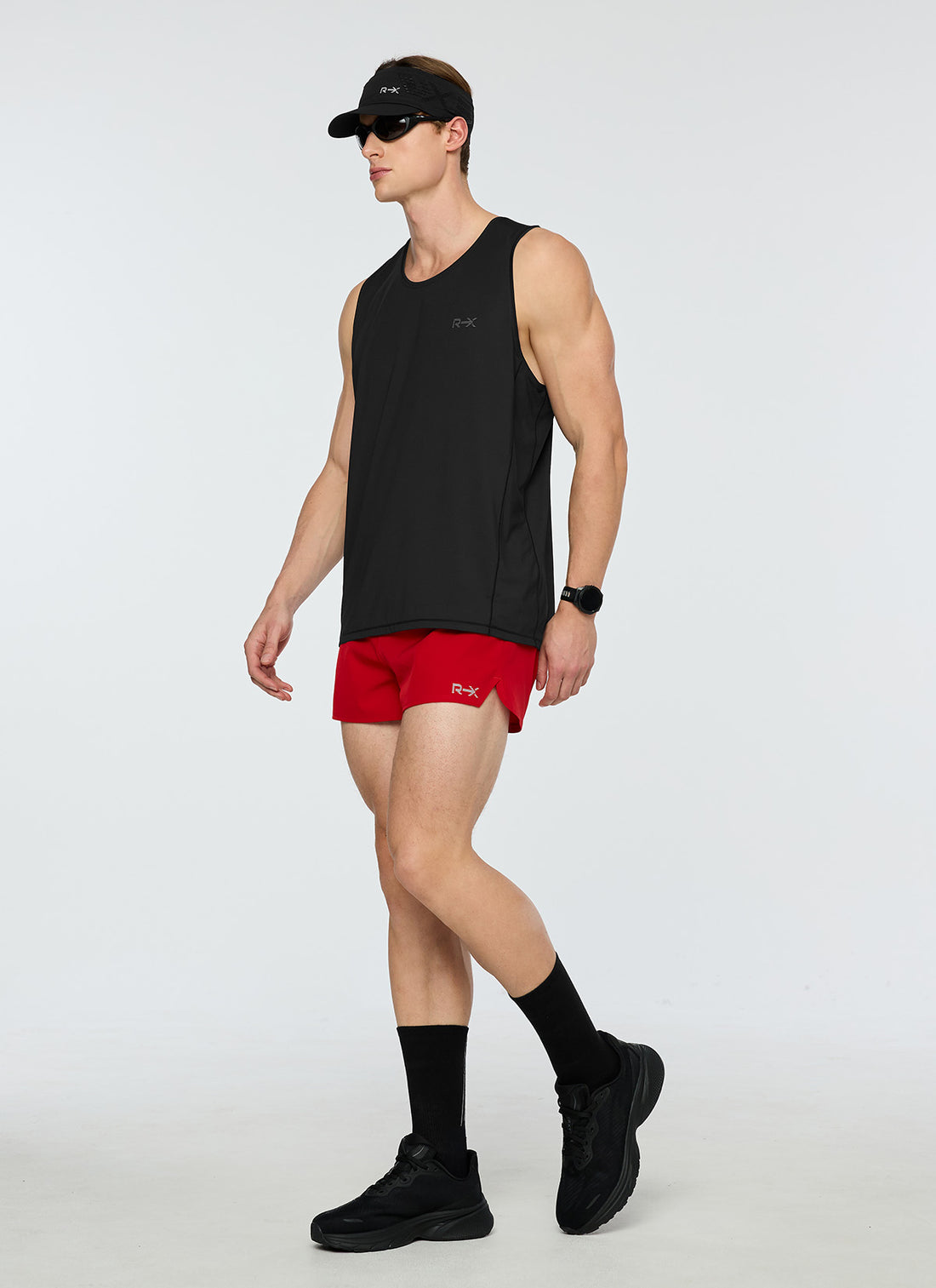 RX Men's Multi-Pocket Running Shorts - Fire Red