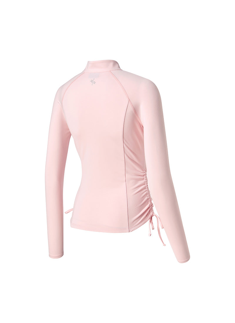 Side Shirring Two-Way Zip-up Jacket - Shy Pink