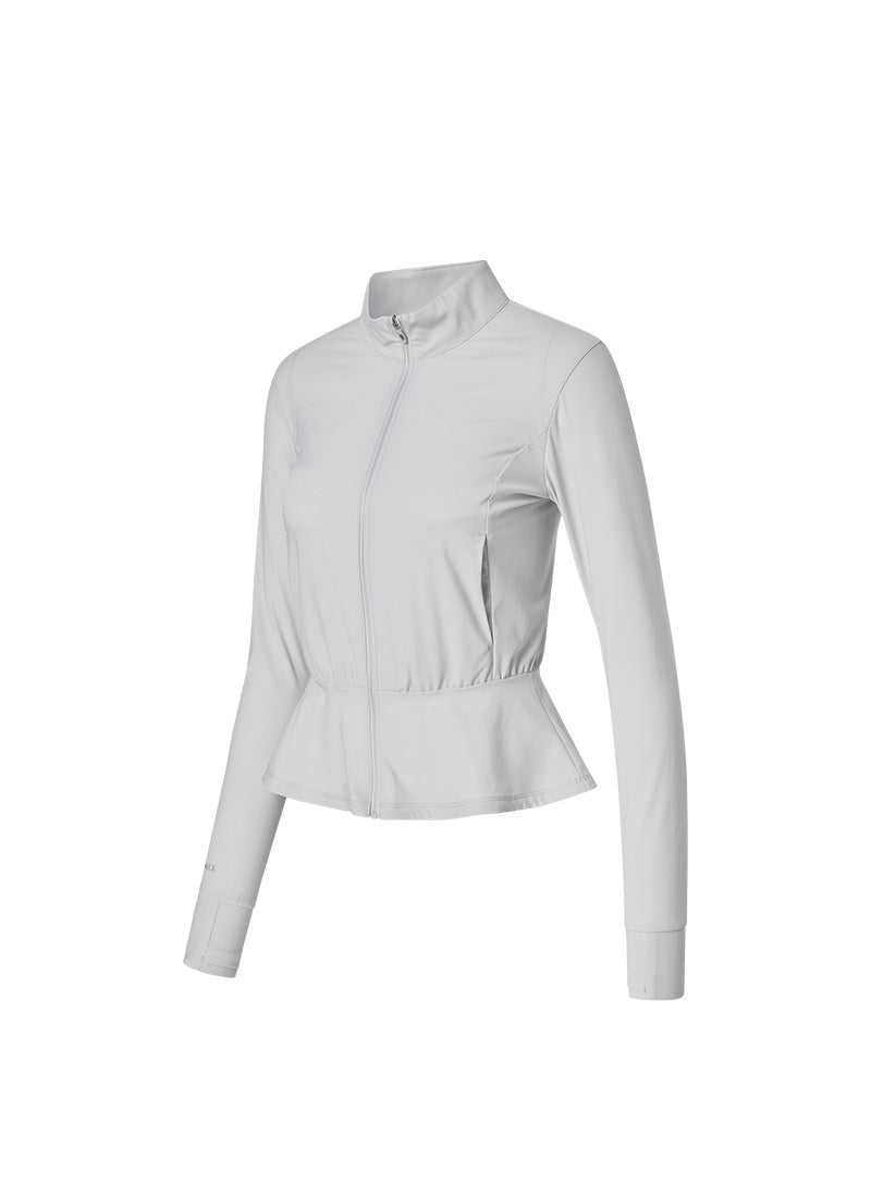 Cooling Peplum Zip-Up Jacket - Haze Gray