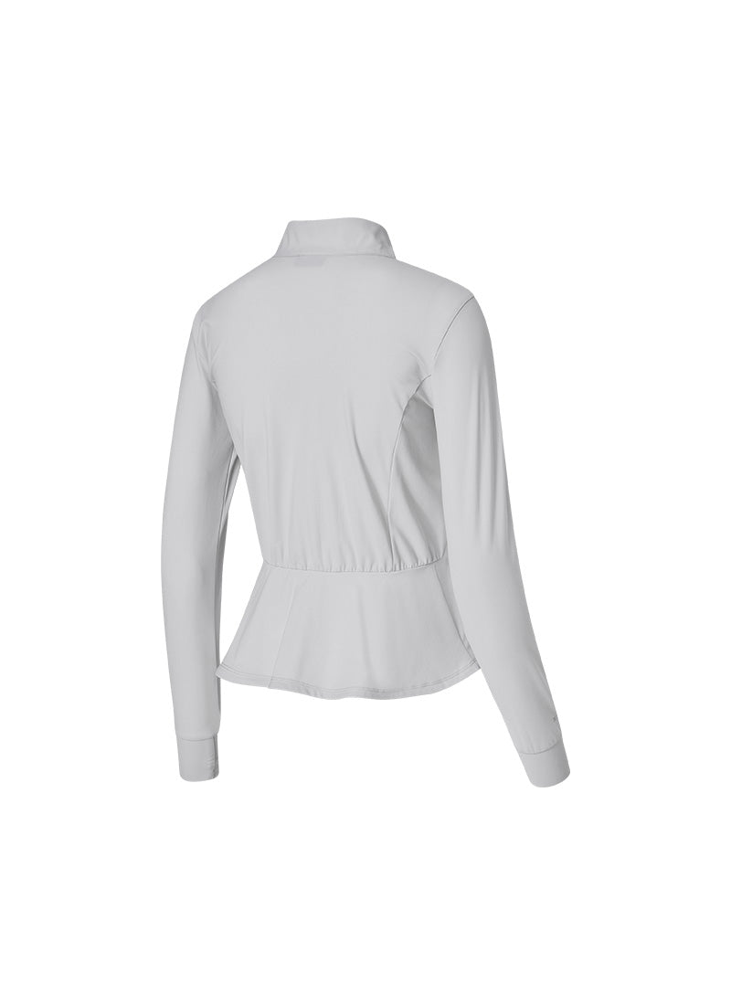 Cooling Peplum Zip-Up Jacket - Haze Gray