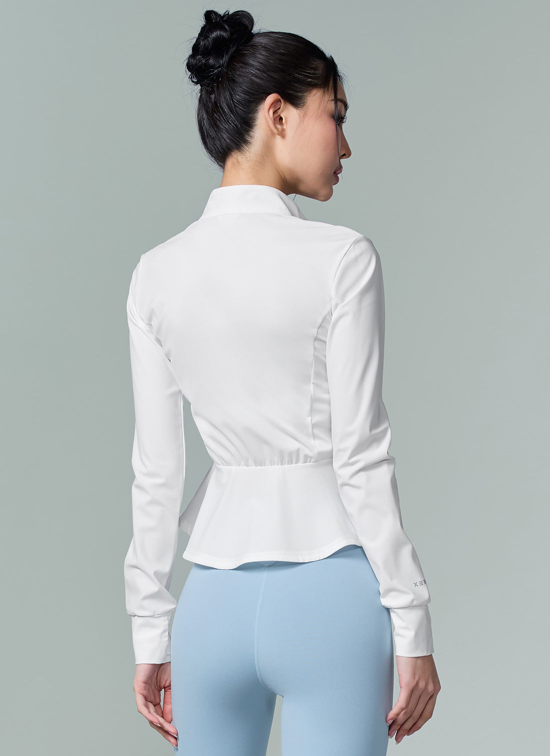 Cooling Peplum Zip-Up Jacket - White Ivory