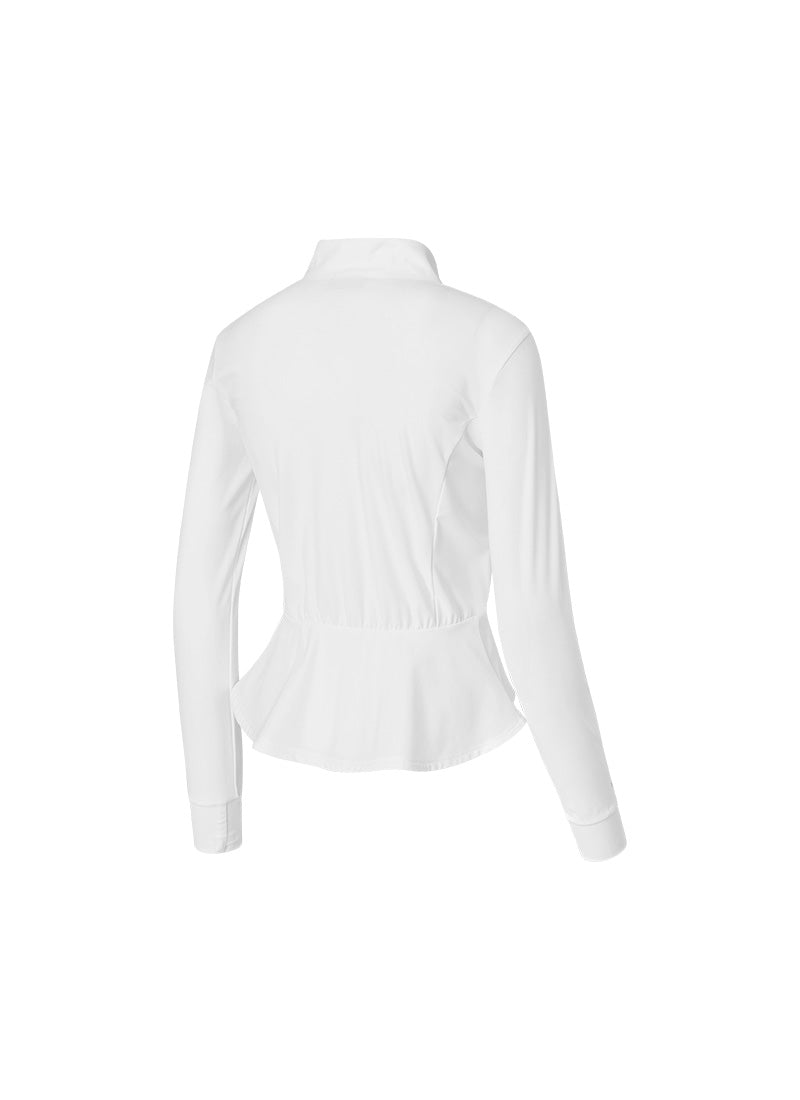 Cooling Peplum Zip-Up Jacket - White Ivory