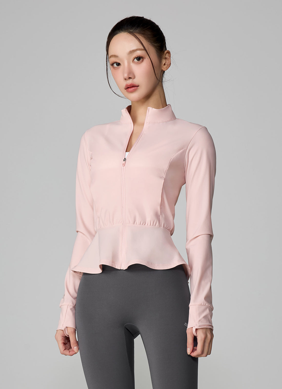 Cooling Peplum Zip-Up Jacket - Muse Pink