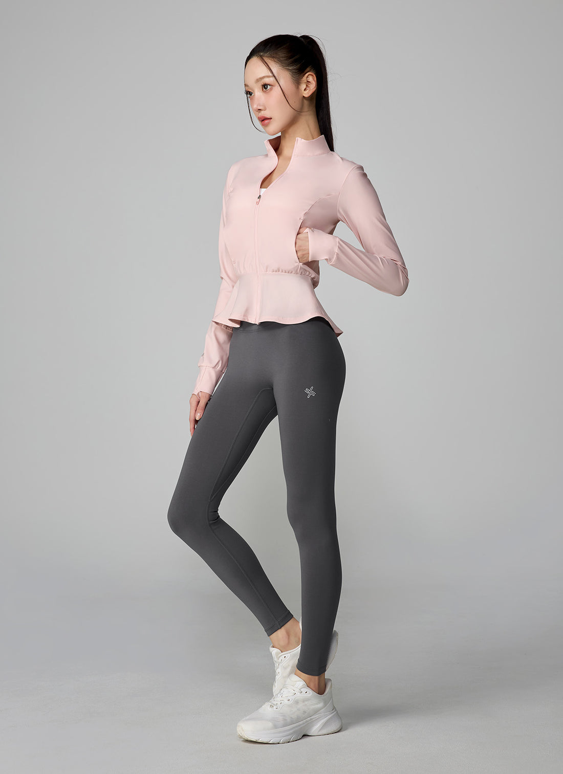Cooling Peplum Zip-Up Jacket - Muse Pink