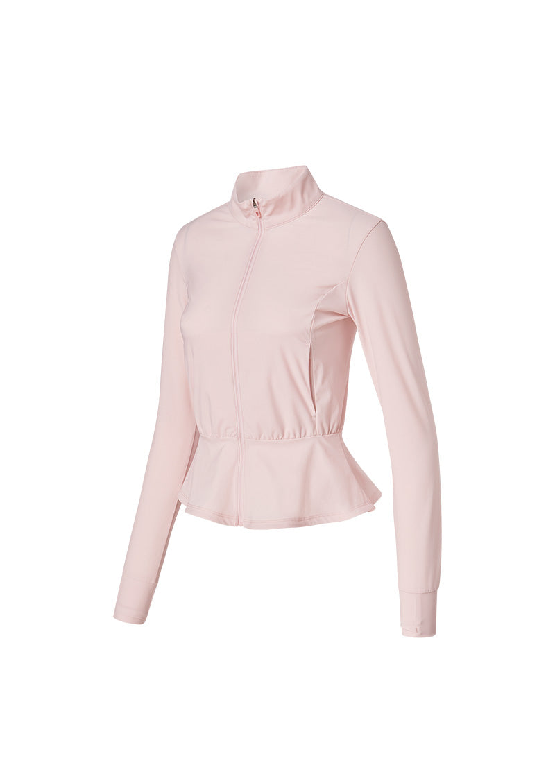Cooling Peplum Zip-Up Jacket - Muse Pink
