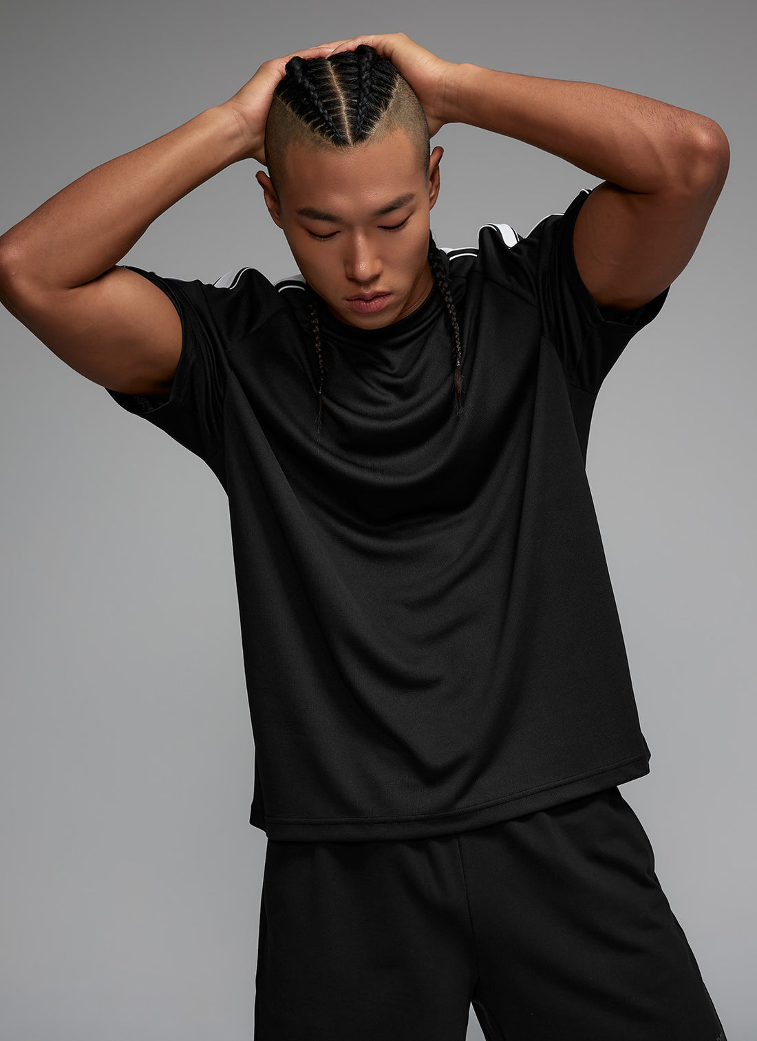 Cool Mesh Men's Color Combination Short Sleeve - Black