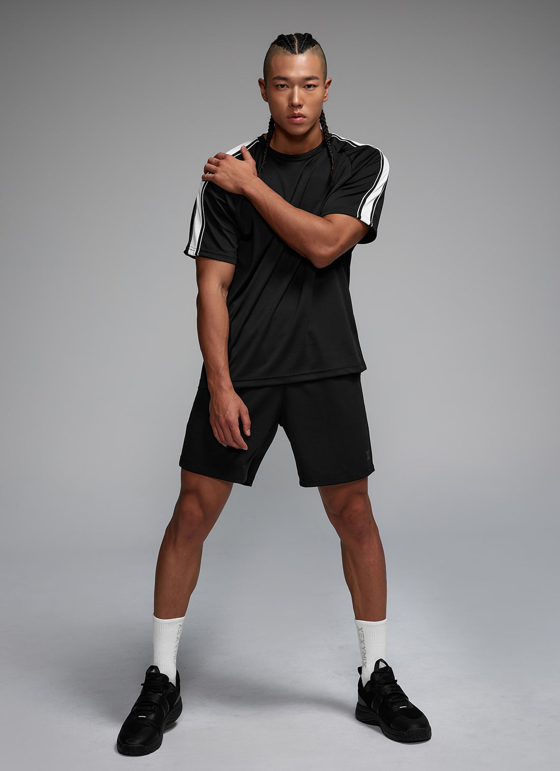 Cool Mesh Men's Color Combination Short Sleeve - Black