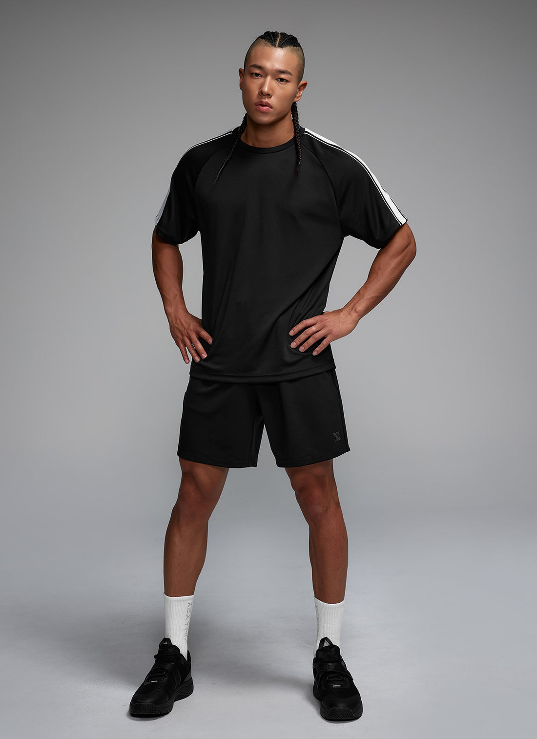Cool Mesh Men's Color Combination Short Sleeve - Black