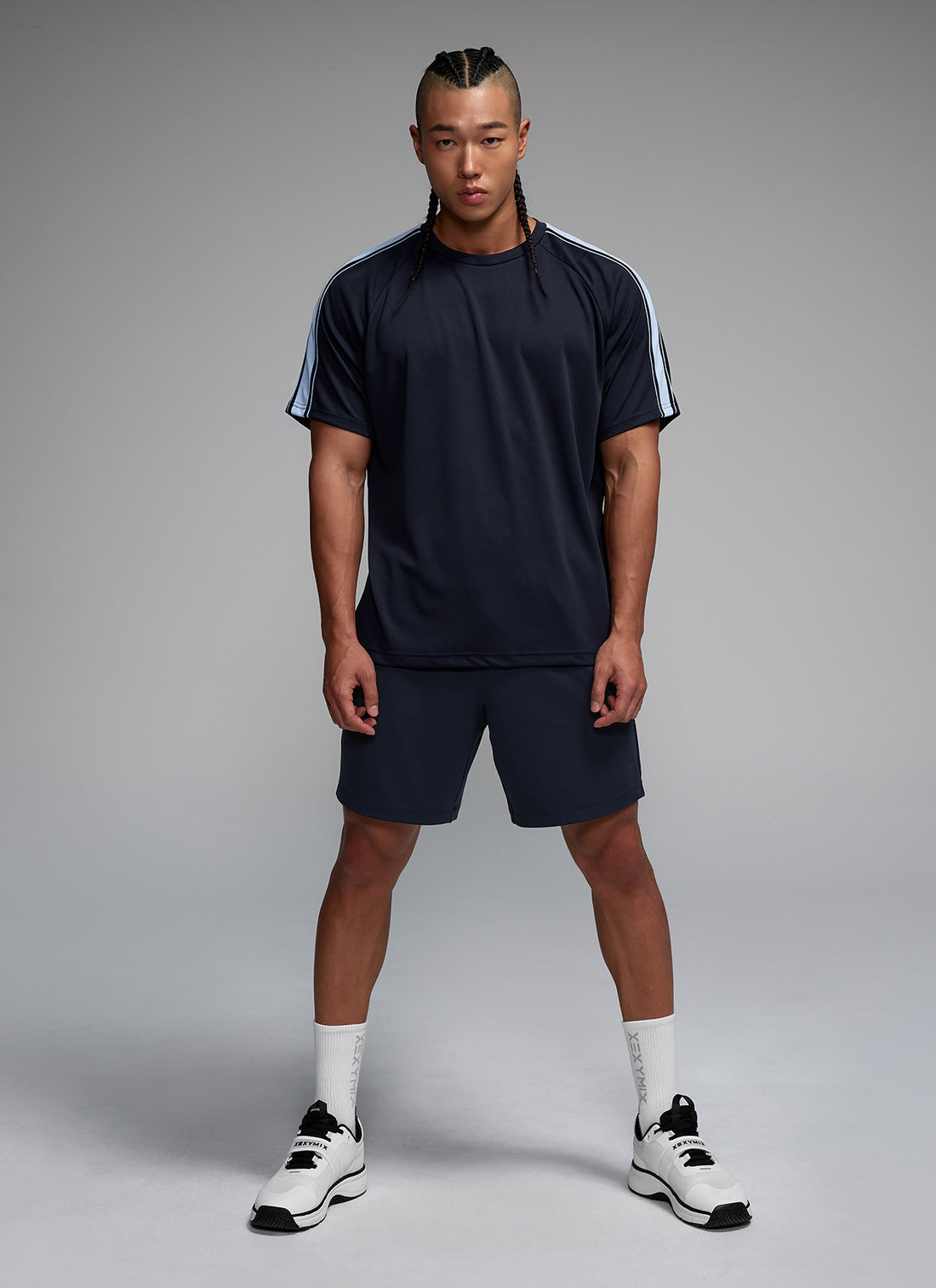 Cool Mesh Men's Color Combination Short Sleeve - Navy