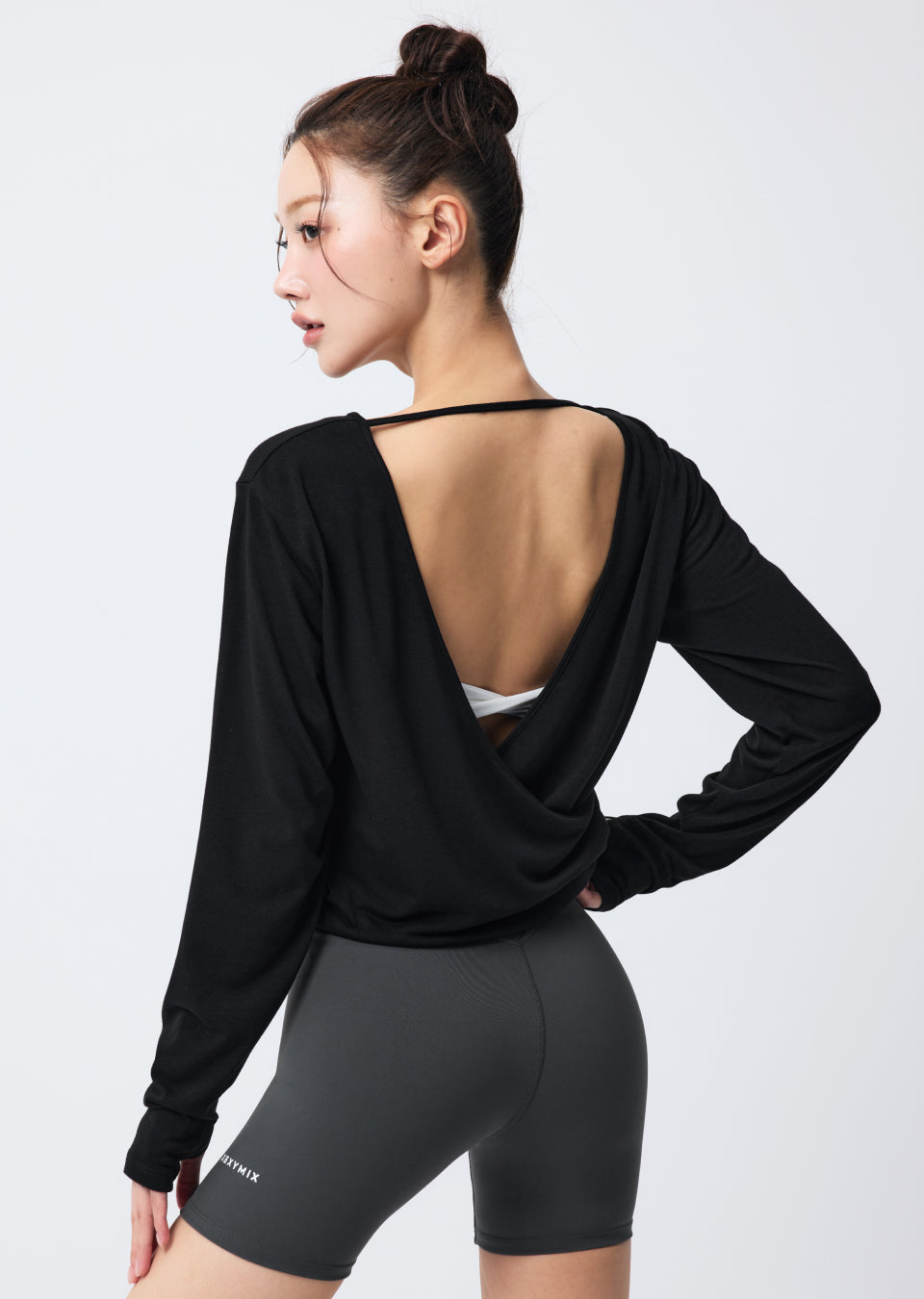 Fluid Cross-Back Long Sleeve - Black