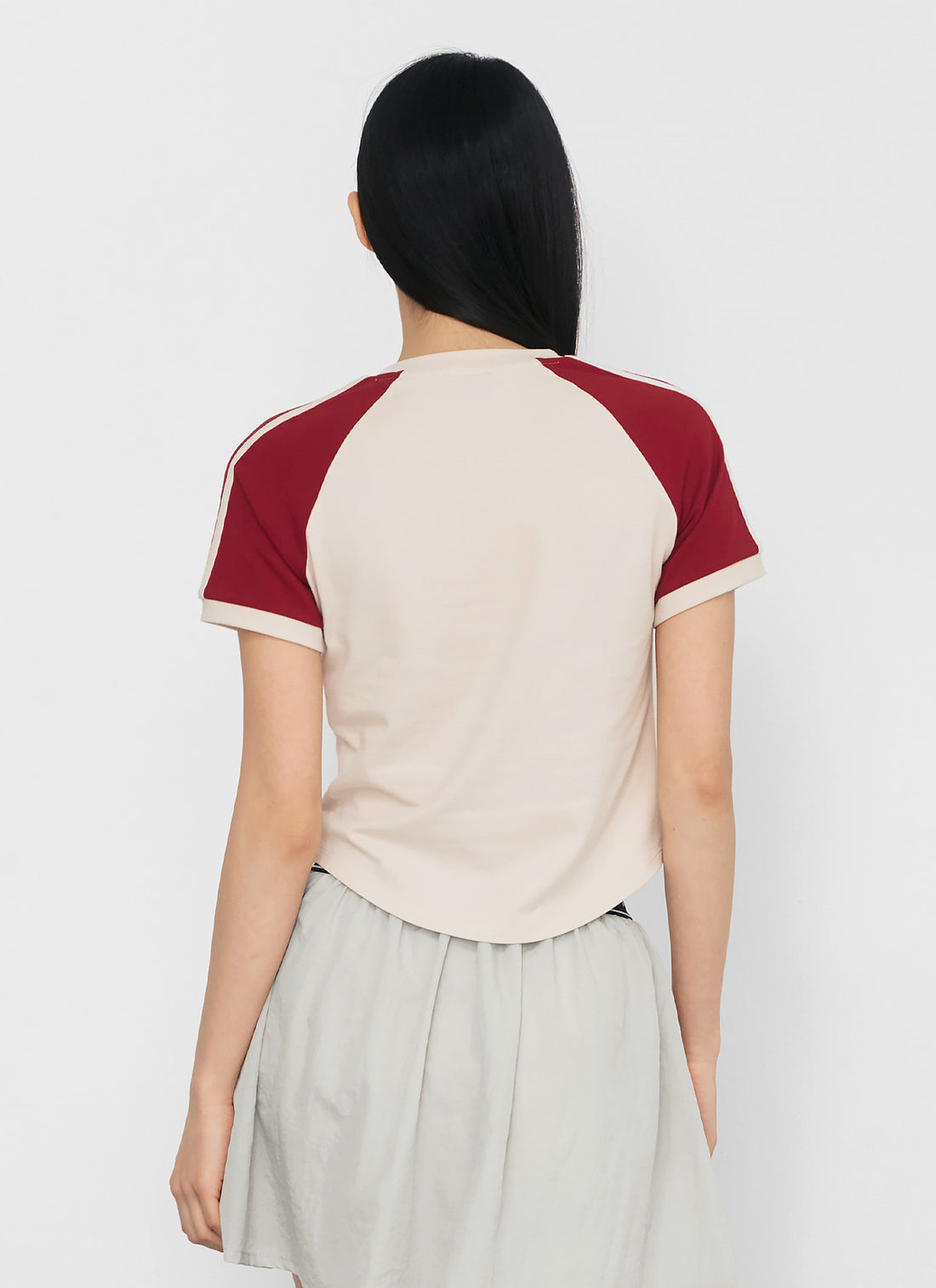 Raglan Color Combination Crop Short - Wheat Beige