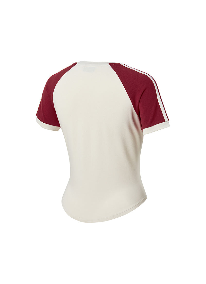 Raglan Color Combination Crop Short - Wheat Beige