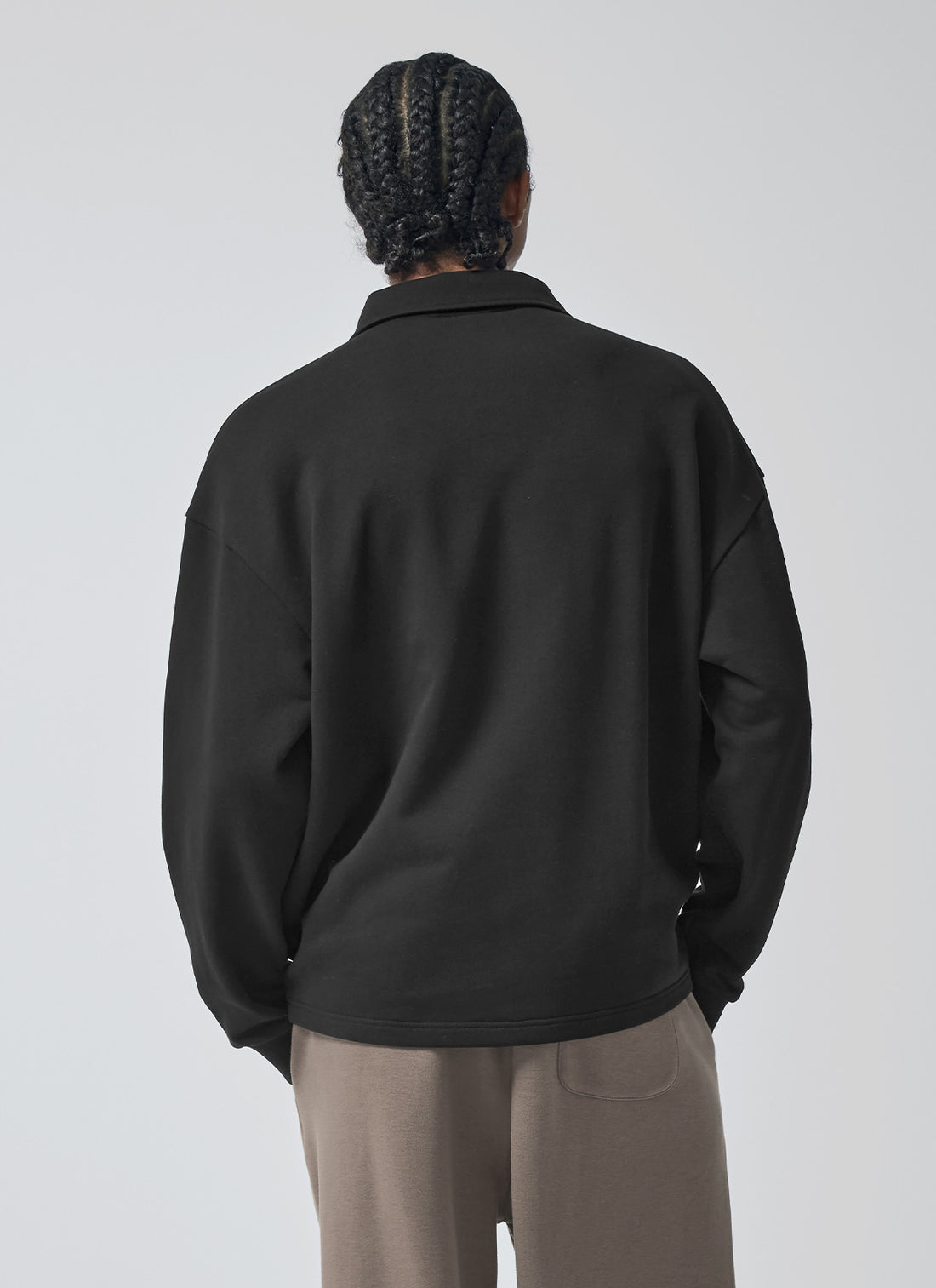 Open Collar Men's Sweatshirt - Black