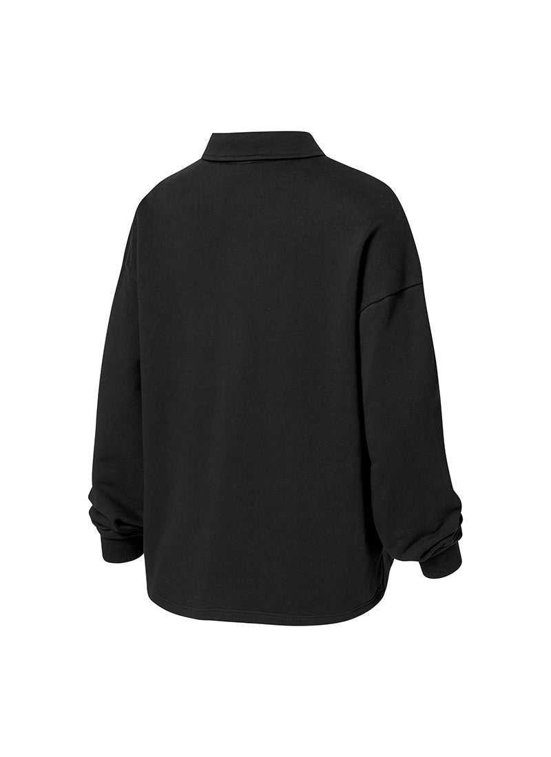 Open Collar Men's Sweatshirt - Black