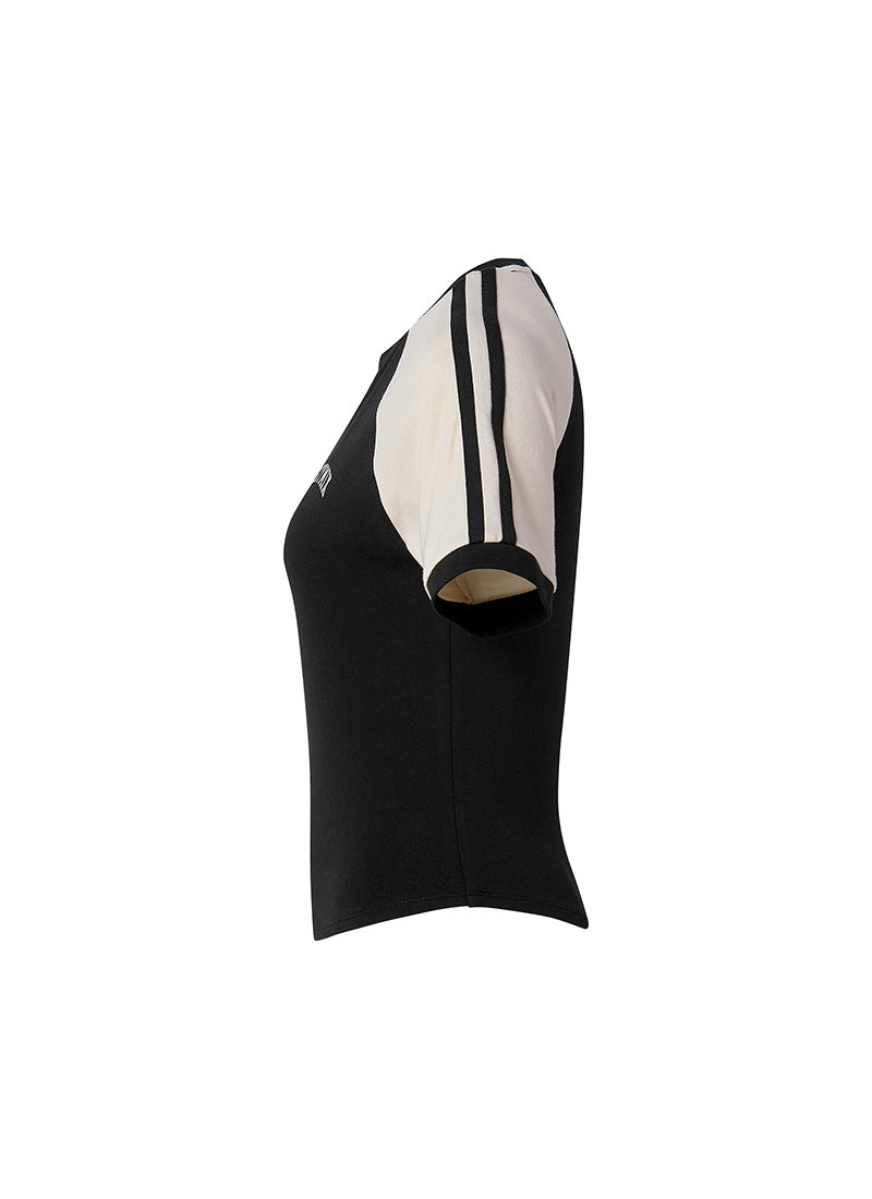 Raglan Color Combination Crop Short - Black