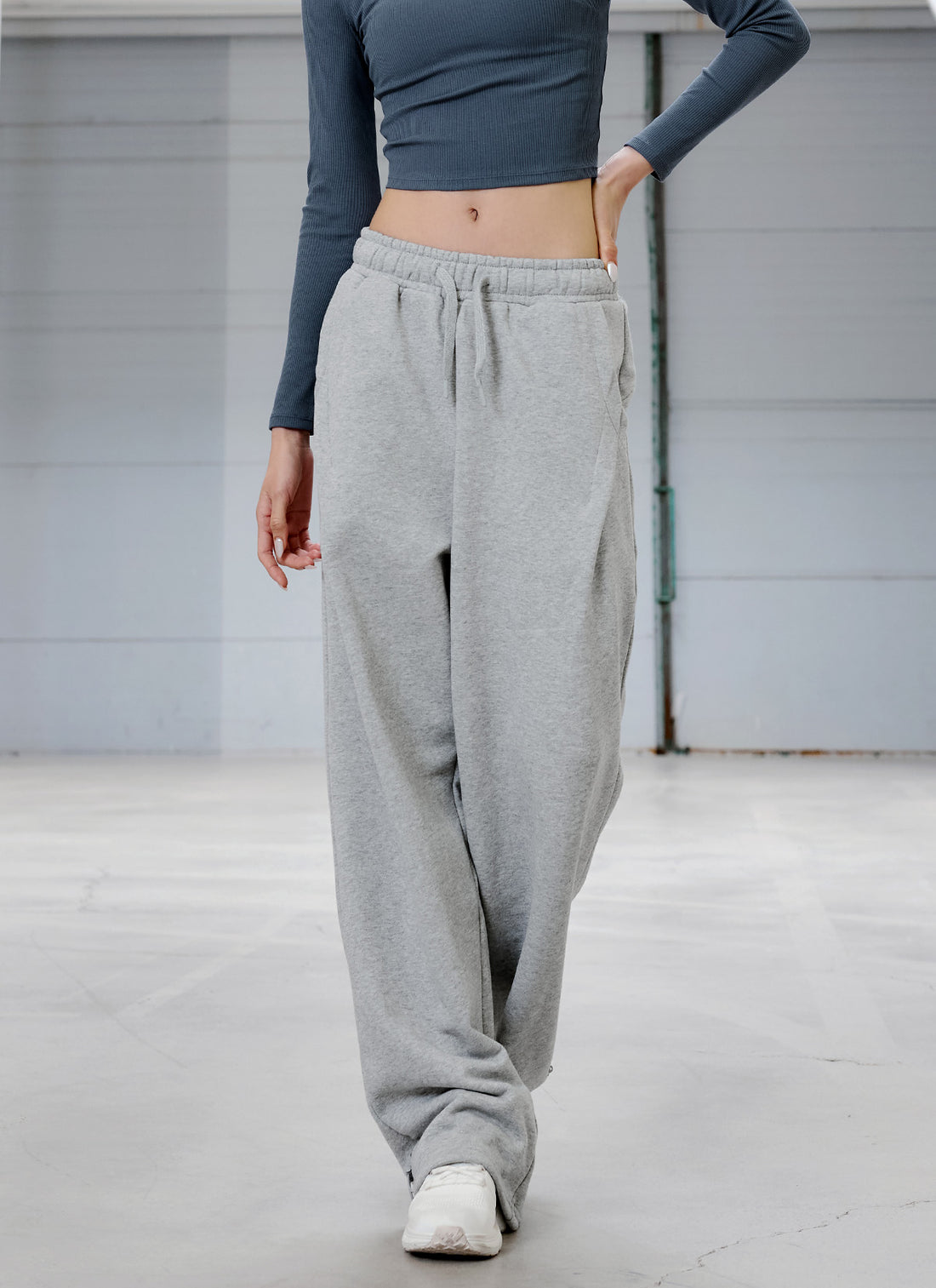 Softree Pintuck Wide Pants - Melange Gray
