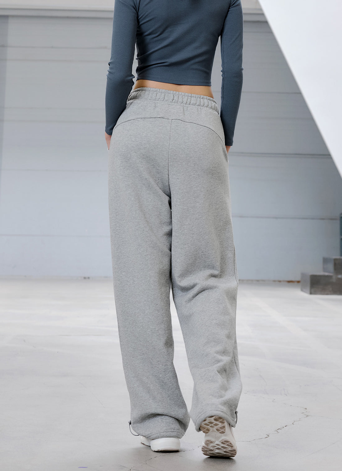 Softree Pintuck Wide Pants - Melange Gray
