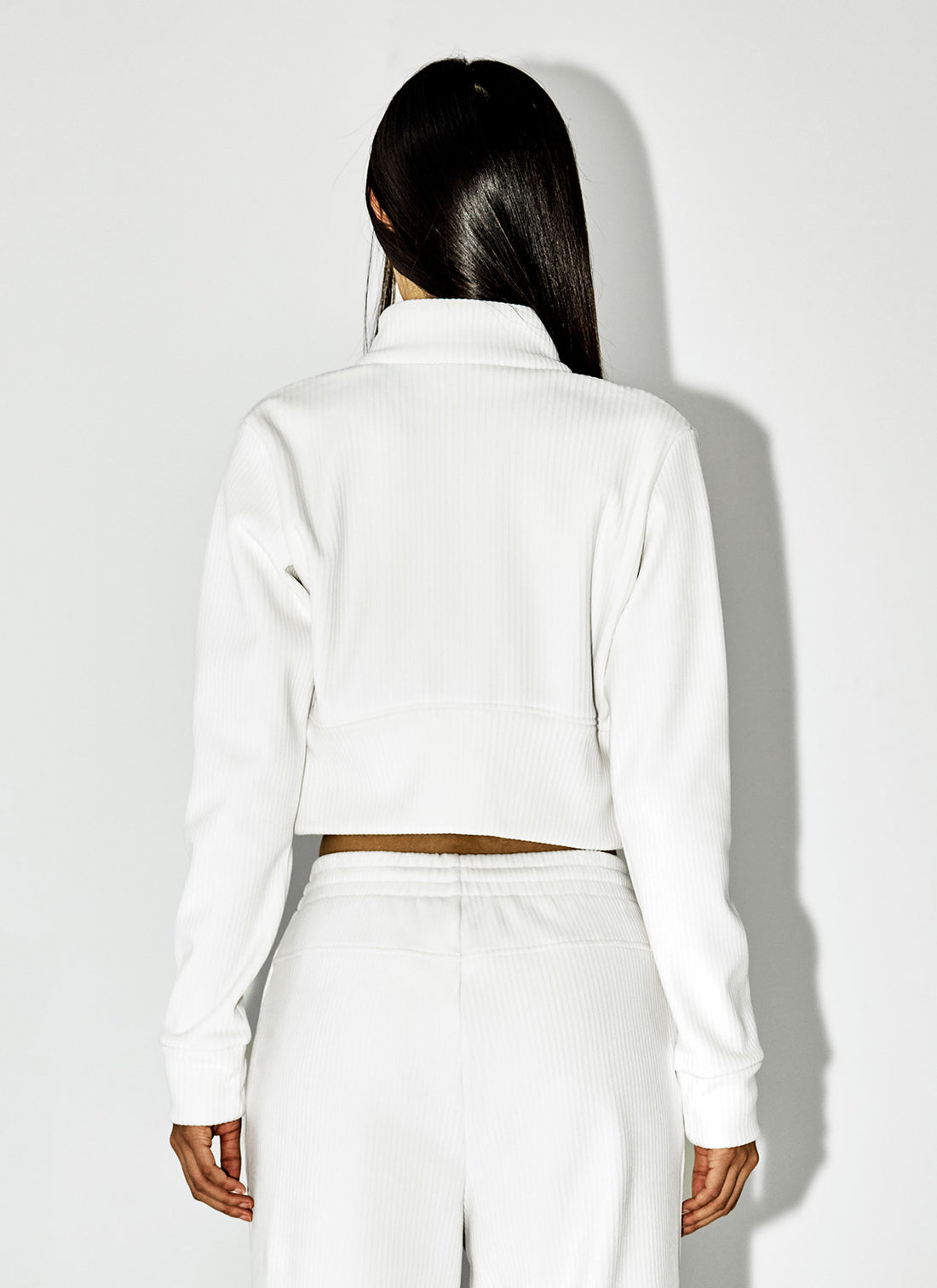 Velour Corduroy Zip-up Jacket - Ivory