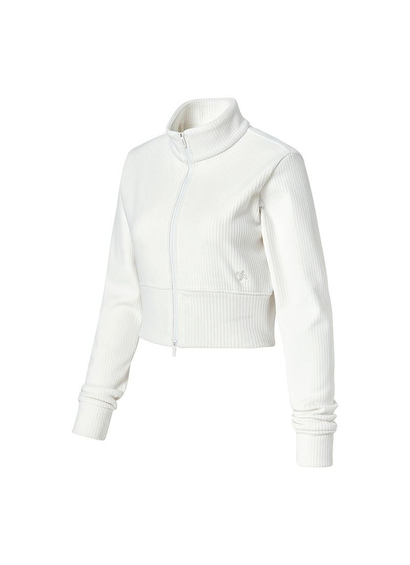 Velour Corduroy Zip-up Jacket - Ivory