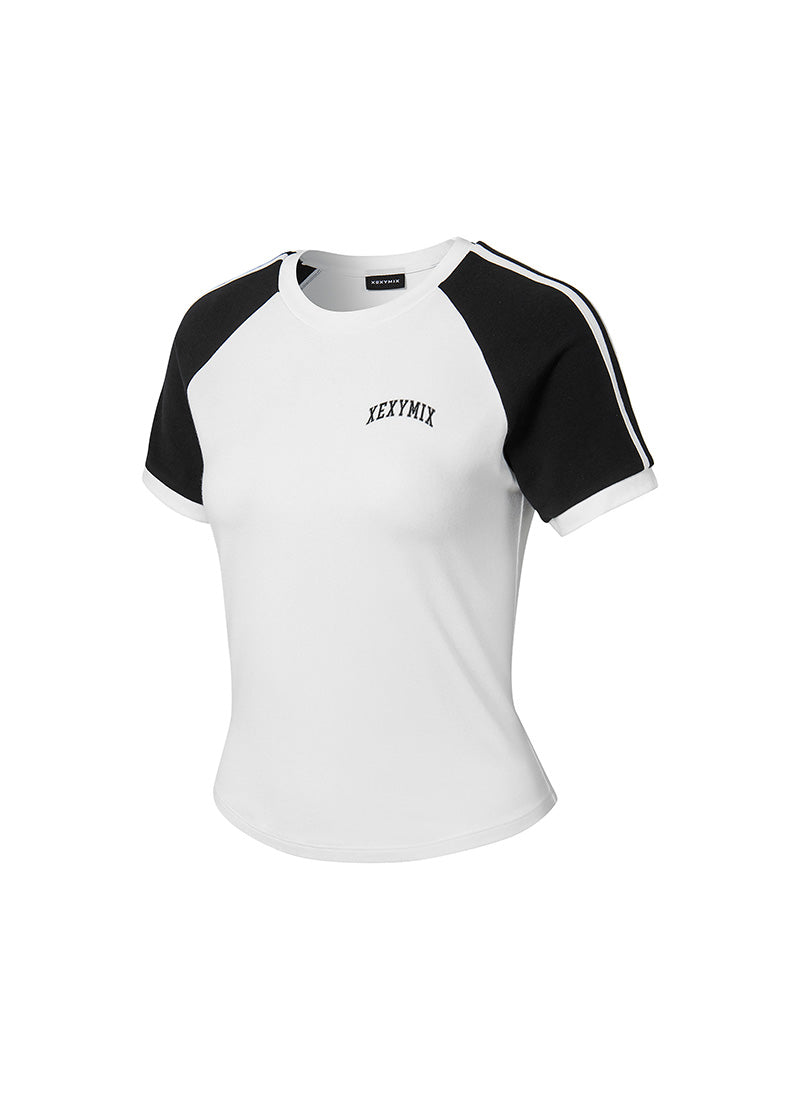 Raglan Color Combination Crop Short - White Ivory