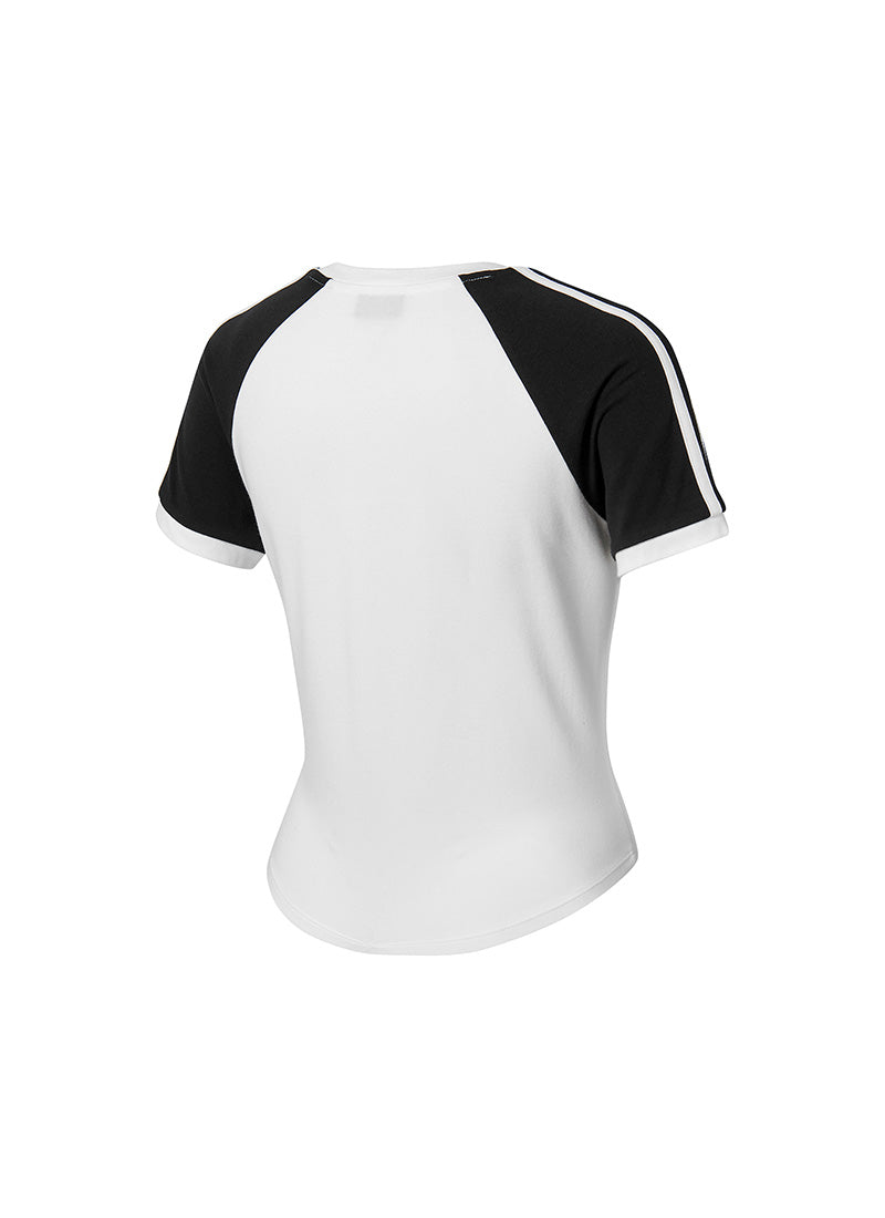 Raglan Color Combination Crop Short - White Ivory