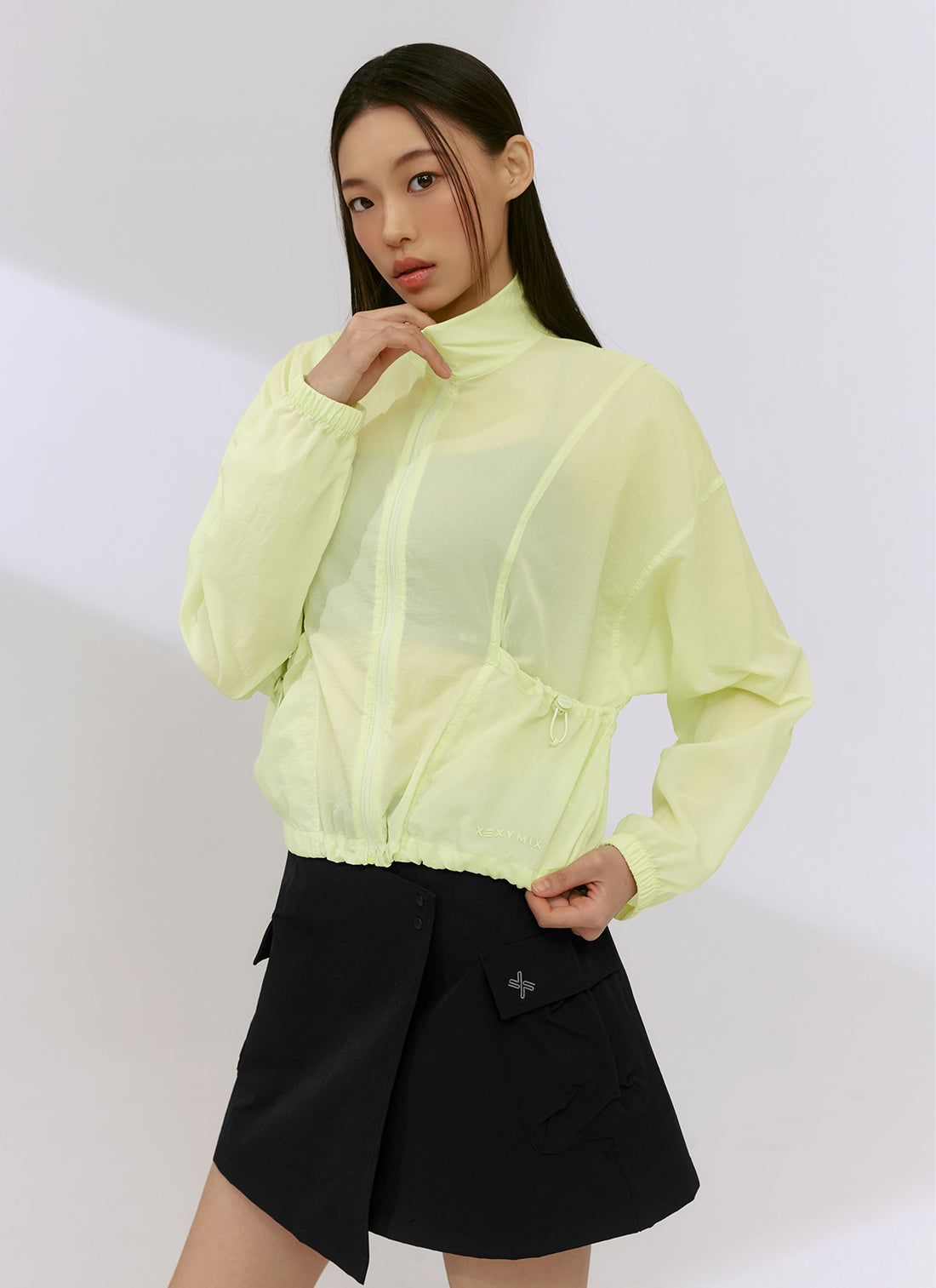 Airy Highneck Crop Windbreaker - Lime Tea