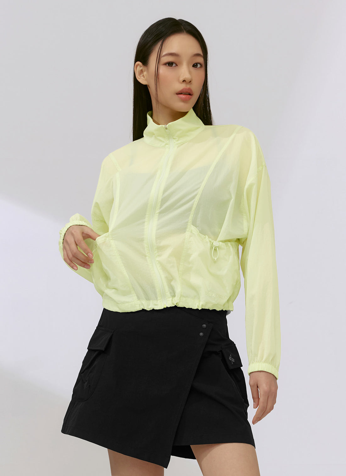 Airy Highneck Crop Windbreaker - Lime Tea