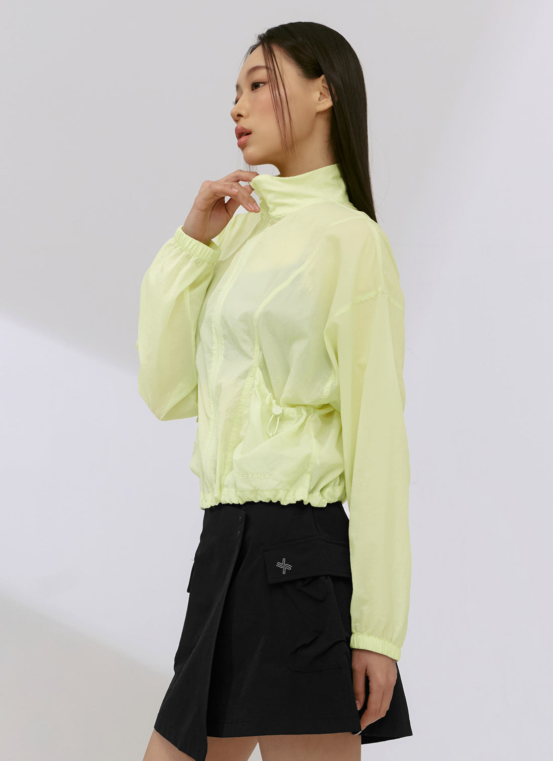 Airy Highneck Crop Windbreaker - Lime Tea