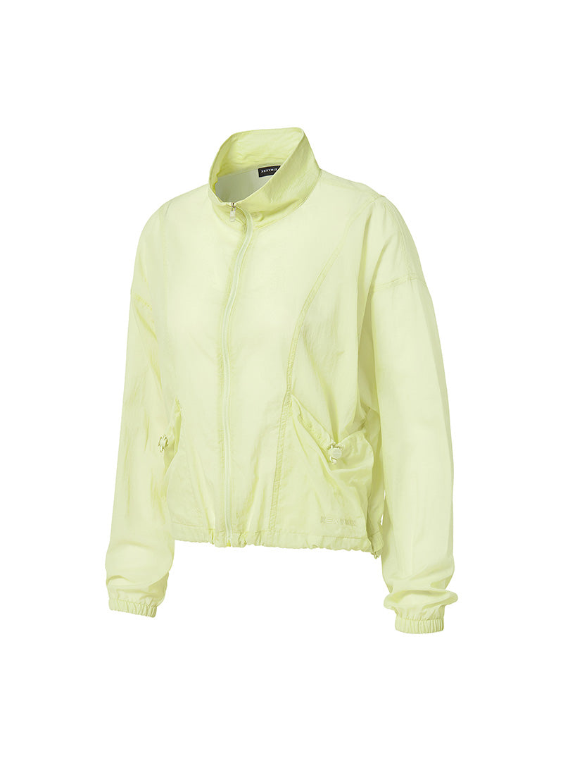 Airy Highneck Crop Windbreaker - Lime Tea