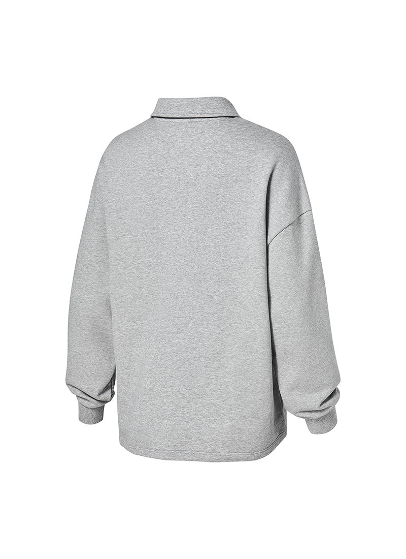 Open Collar Men's Sweatshirt - Melange Grey