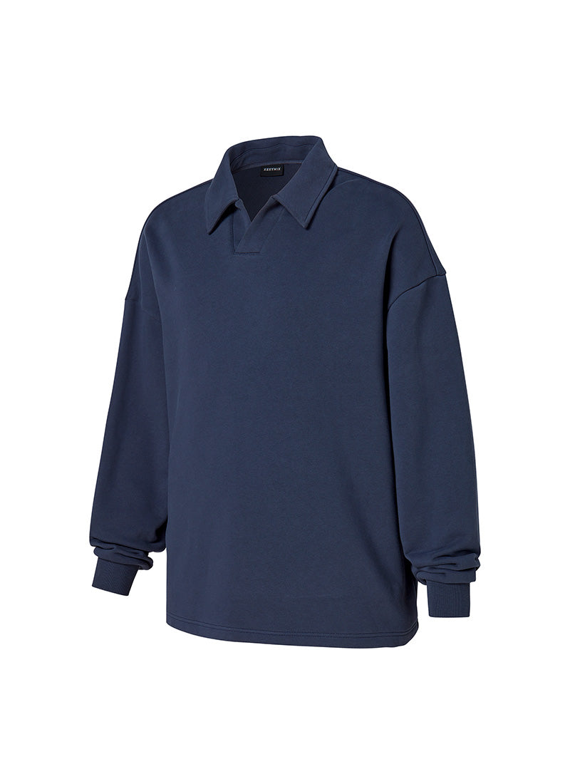 Open Collar Men's Sweatshirt - Navy