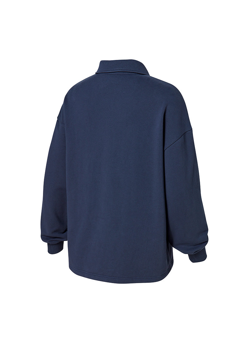 Open Collar Men's Sweatshirt - Navy