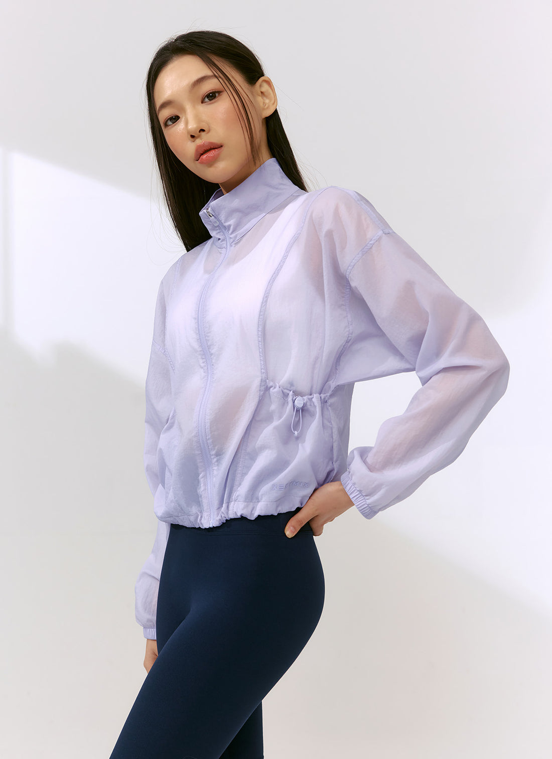 Airy Highneck Crop Windbreaker - Ice Orchid