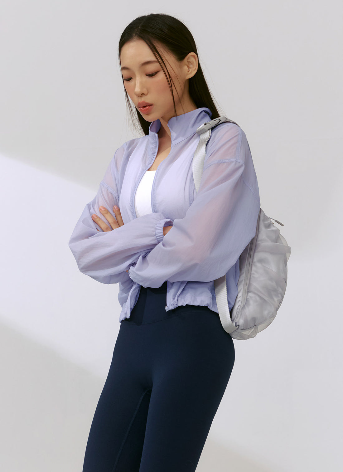 Airy Highneck Crop Windbreaker - Ice Orchid
