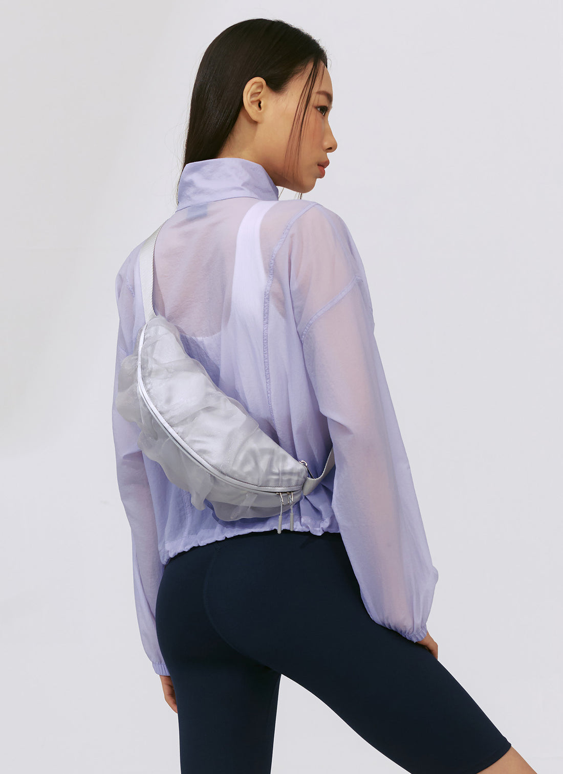 Airy Highneck Crop Windbreaker - Ice Orchid